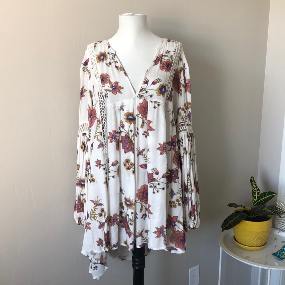 Free people floral white tunic